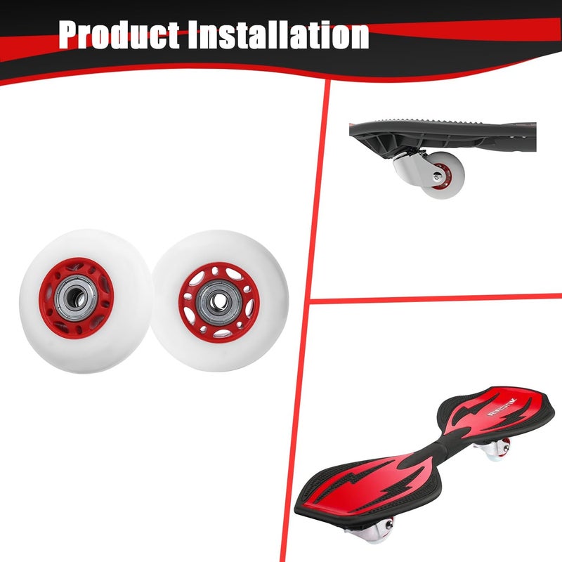 KAMIER Rip Stik Wheels 76mm x 24mm Replacement for Razor FlashRider RipRider PowerRider 360 Caster Trike RipStik Ripster Ripsurf Caster Board Kids Mini Scooter Skateboarded CasterBoard Wheel Parts Red - Image 2